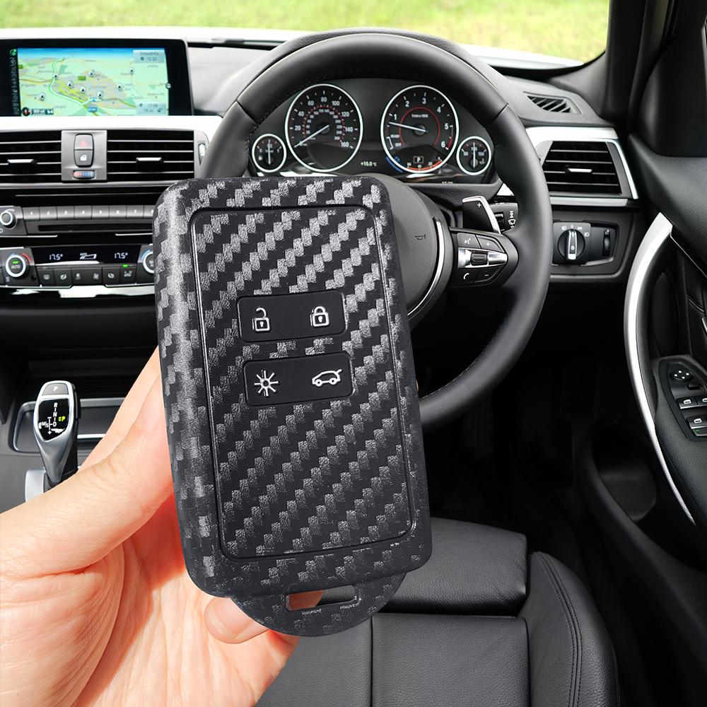 Carbon Fiber Silicone Car Key Case Cover For Renault Clio Espace Zoe Megane Captur Arkana Scenic Koleos For Dacia Sandero Duster