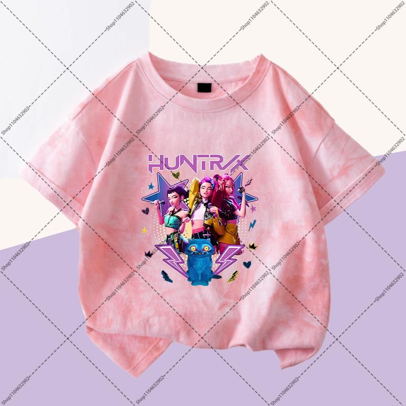 KPop Demon Hunters Boys Girls Fashion T-shirts Kids Cute Clothes Cartoon Anime Graphic Print Children Short Sleeves Party Gifts
