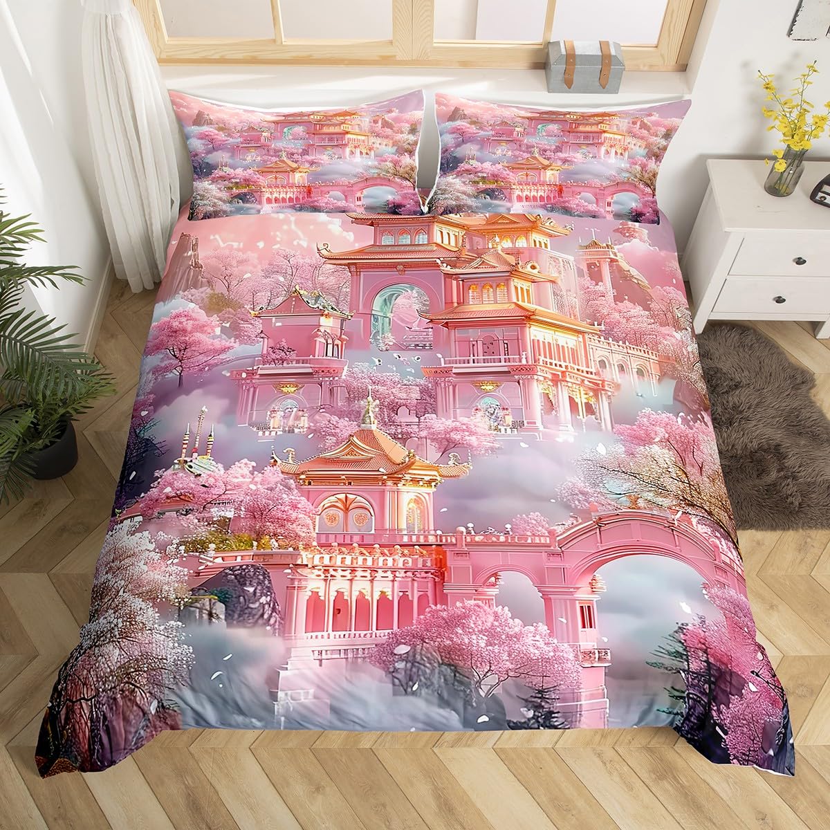 

Chinese Style Duvet Cover Sets for Kids Teens Adults Lightweight Quilt Covers Chinese Culture Bedding Set Bedroom Decor No Quilt (135x200cm)