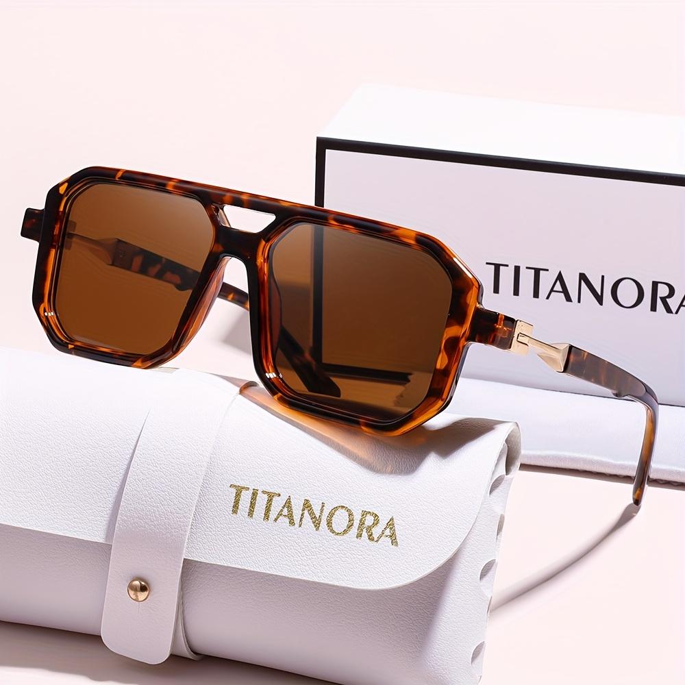 Retro Square Frame Sunglasses for Men and Women, Vintage Double Bridge UV400 Protection Shades, Fashion Street Wear Sun Glasses