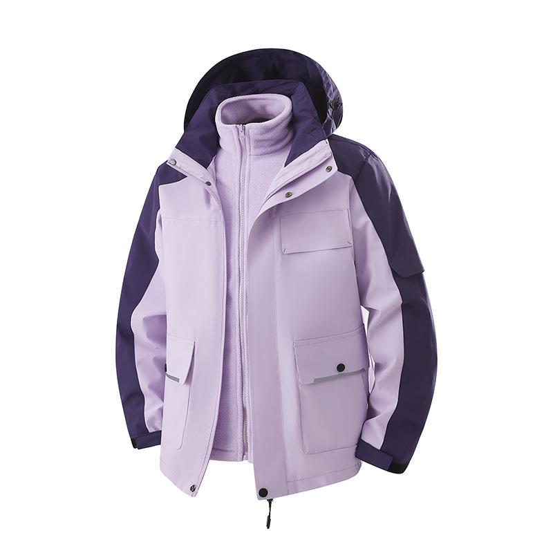 Three In One Mountain Windproof and Waterproof Assault Suit, Men's and Women's Plus Size Jacket, Outdoor Couple Hiking Suit