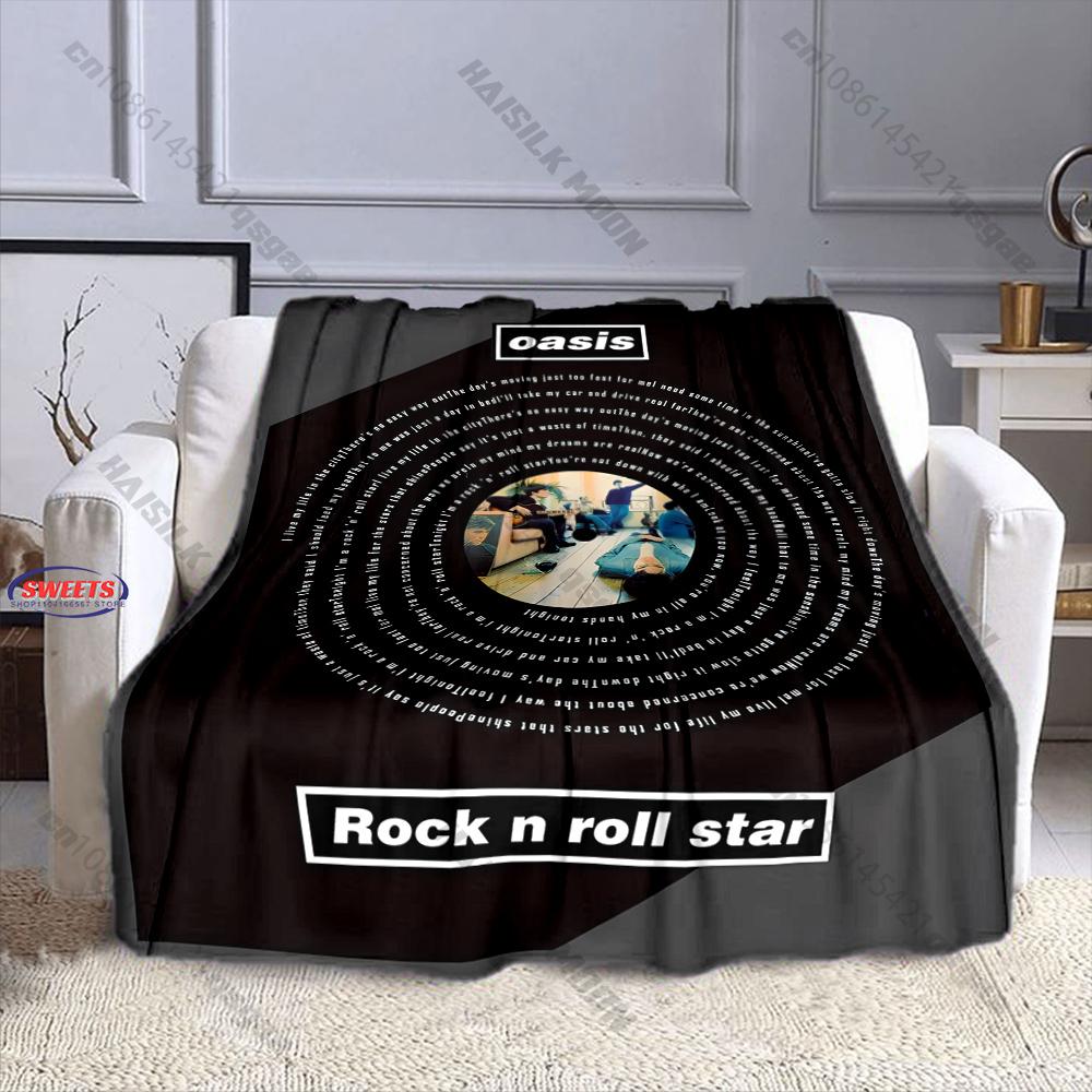 6 Sizes Classic Band Theme 0asis Pattern Printed Blanket,Throw for Bed, Couch & Travel- Ultra Soft & Cozy Gift for Friend Family