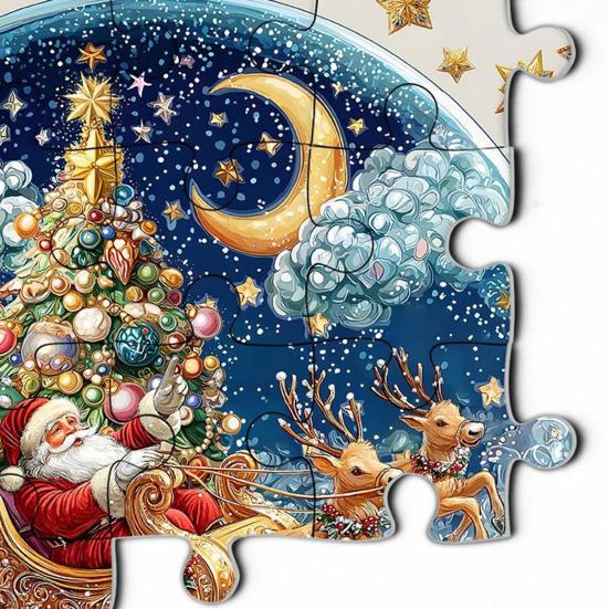 Christmas Crystal Ball Jigsaw Puzzle Santa Snow Village Scene 1000 Pieces Adults Cardboard Puzzle Family Game Home Decor