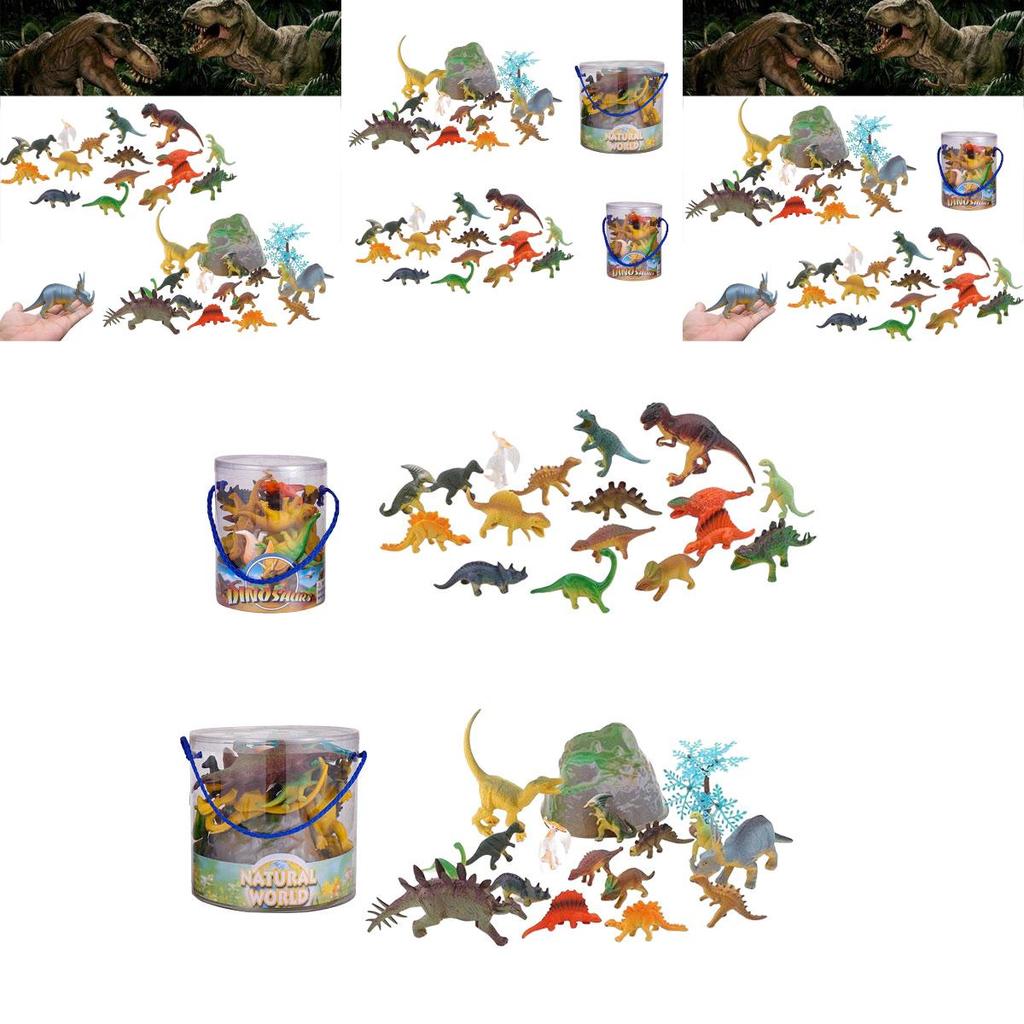 Jurassic Dinosaur Figures Realistic Plastic Model Toys Set Of 17 Pieces