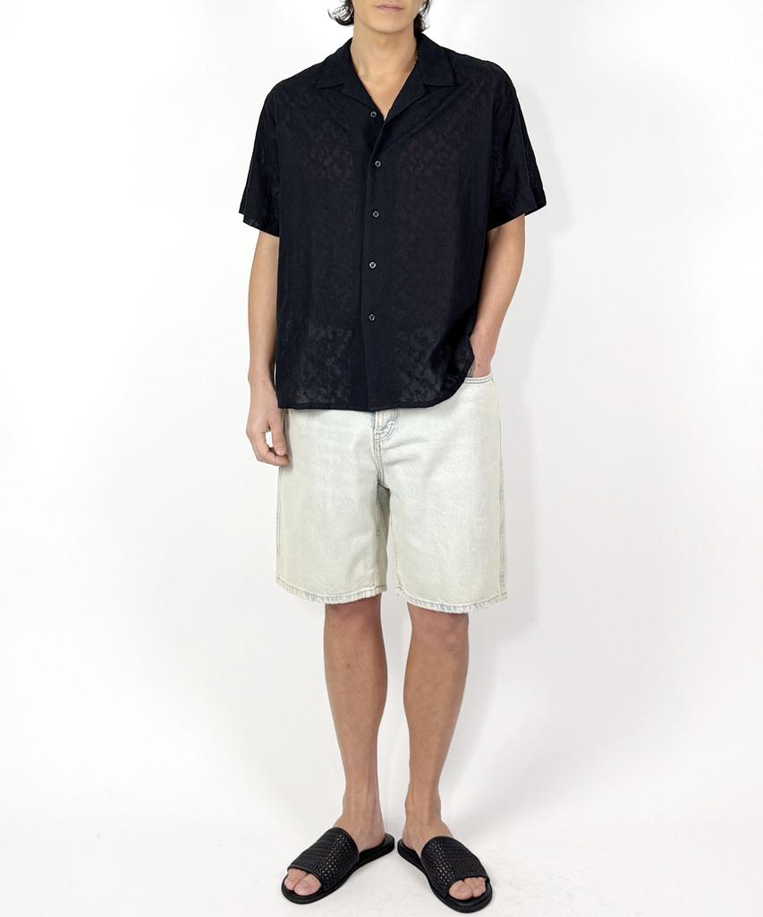 A MADE Ivy Embroidered Semi-See-Through Shirt (Black)
