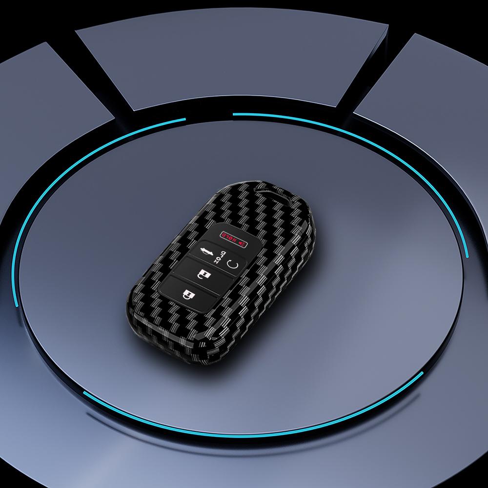 Carbon Fiber Car Key Fob Cover For Honda Accord Civic Crv Pilot Ridgeline Odyssey Passport Smart Remote Key Protector Accessorie