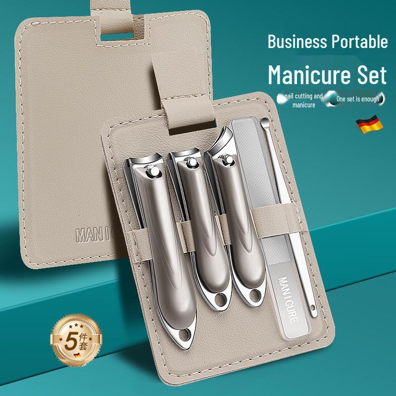 

Набор кусачек для ногтей с выдвижным кожаным чехлом - Включает большие плоские и угловые кусачки, портативный и брызгозащищенный дизайн