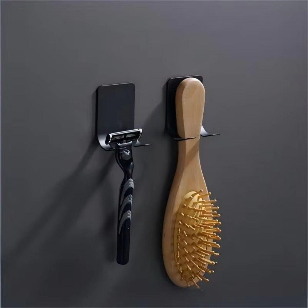 2Pcs Waterproof Stainless Steel Razor Holder Self Adhesive Razor Storage Rack  Bathroom
