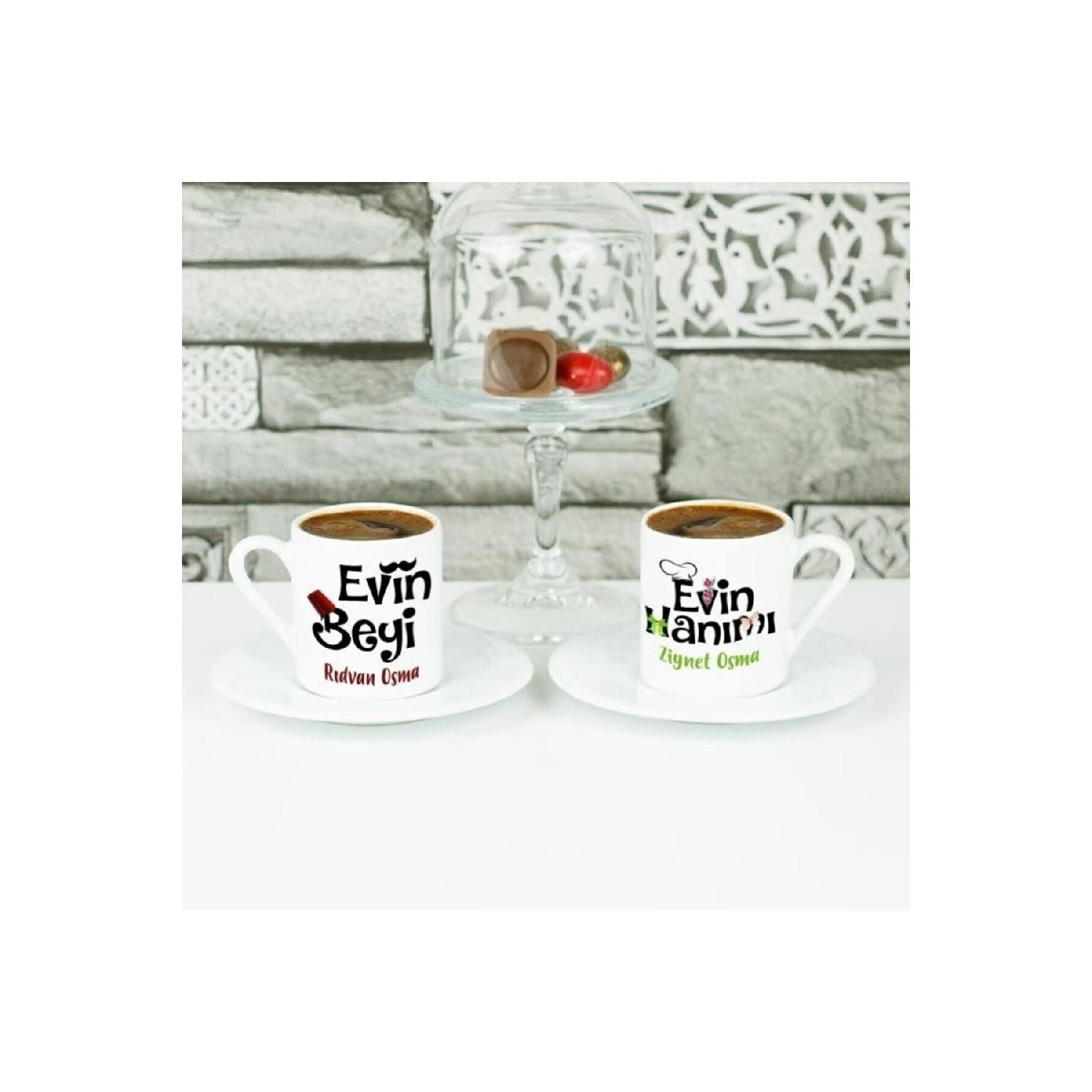 

Персонализированная двойная кофейная чашка с надписью «Хозяин дома» и «Хозяин дома» белый