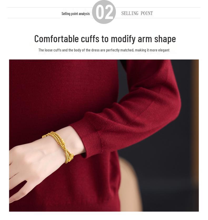 Pull Noble Grande Taille Printemps & Automne pour Femmes d'Âge Moyen & Âgées - Nouveau 2025 Coupe Slim Couvrant le Ventre T-shirt de Base