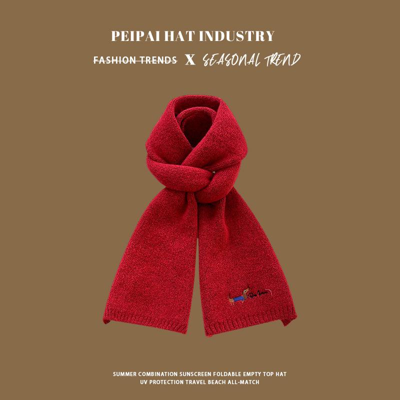 

Puppy embroidered scarf autumn and winter new warm and cold versatile couple woman 135-175CM