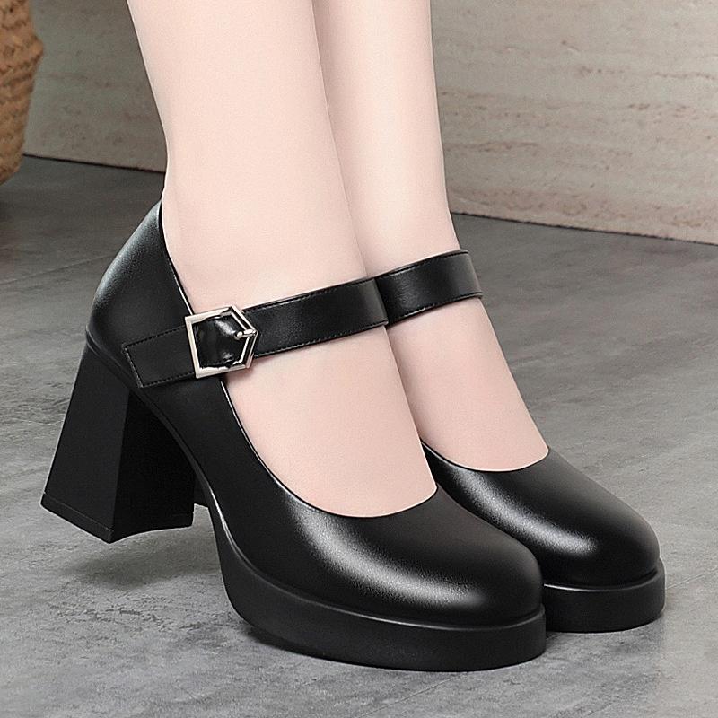 

Мода Модные Повседневные Водонепроницаемые Туфли на Высоком Каблуке на Платформе Рабочие Туфли Однострочные Подиумные Кожаные Туфли Толстая Подошва Мэри Джейн Одинарные Туфли 34