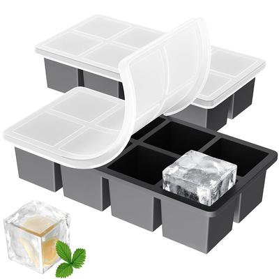 2er-Pack Quadratische Große Eiswürfelform Silikon-Eiswürfelbehälter mit Deckel Einfach zu lösende Eiswürfelform für Whiskey Cocktails Gefrierschrank
