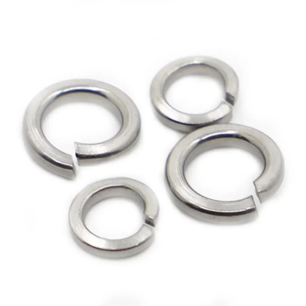 GB93 Standard 304 Stainless Steel Spring Split Lock Washers A2-70 Elastic Anti-Vibration Washer M1.6 M2 M2.5 M3 M4 M5 M6 M8 M10
