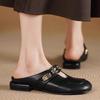 French Inner Heightening Bag Head Half Slippers Women's 2025 New Summer Leather with Mary Jane Shoes Sandals Lazy Drag