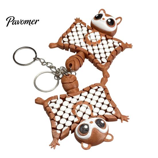 Eichhörnchen Schlüsselanhänger Sammlerstück 3D Gedruckter Fliegender Schlüsselanhänger, Flexibles Fidget Toy mit Gelenkigem Schlüsselring, Tier Rucksackanhänger, Geschenk für Liebhaber Figur