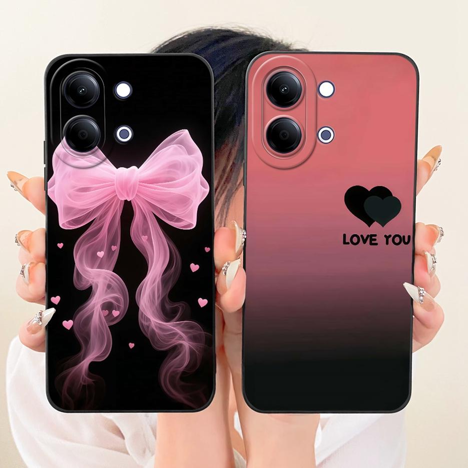 For Vivo Y05 4G Case New Luxury Bow Love Heart Painted Cover Soft TPU Phone Case For Vivo Y11d Y 05 VivoY05 VivoY11d Fundas Bags