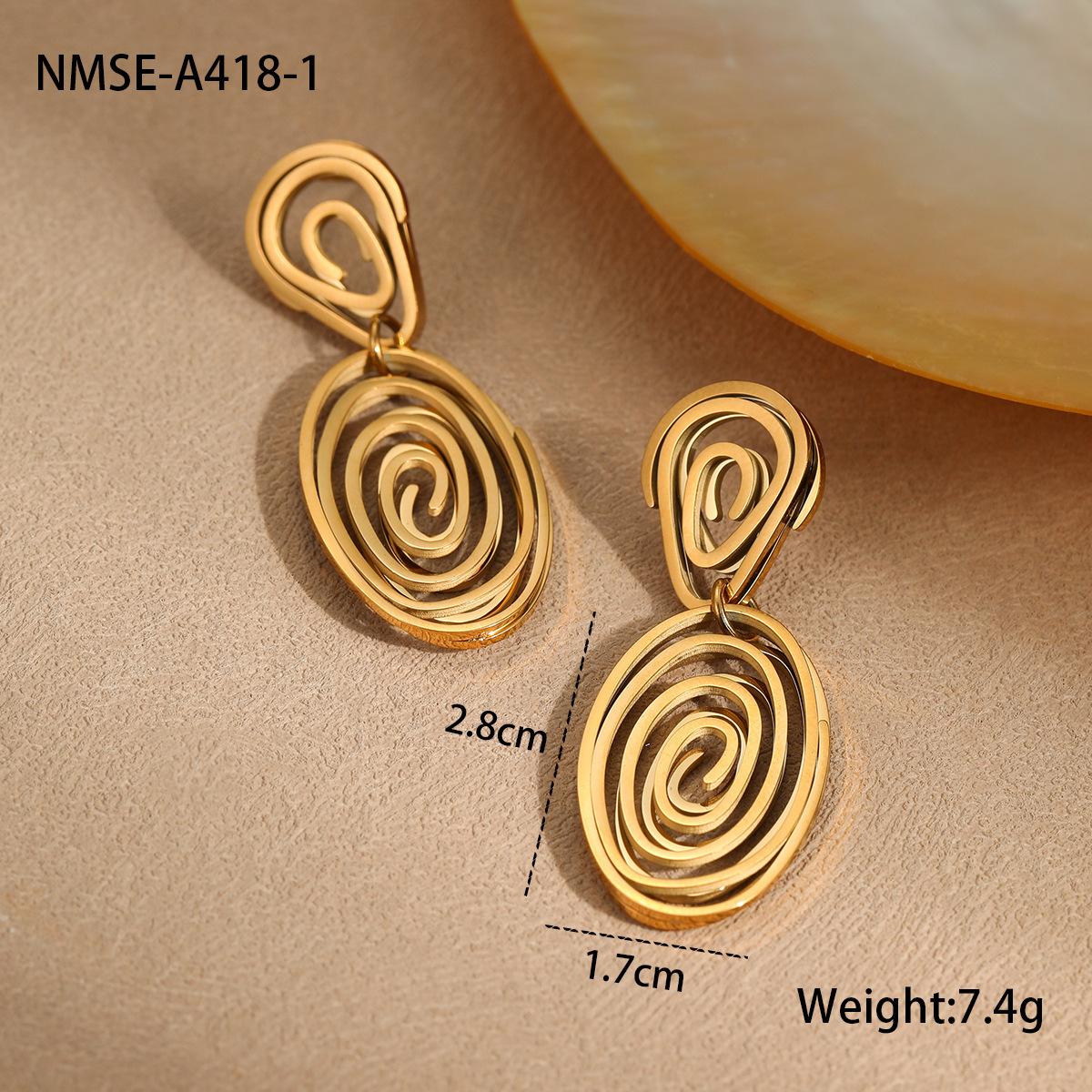 GEMCHIC Women s 18K Gold Plated Stainless Steel Hollow Spiral Swirl Pendant Necklace & Earrings Set