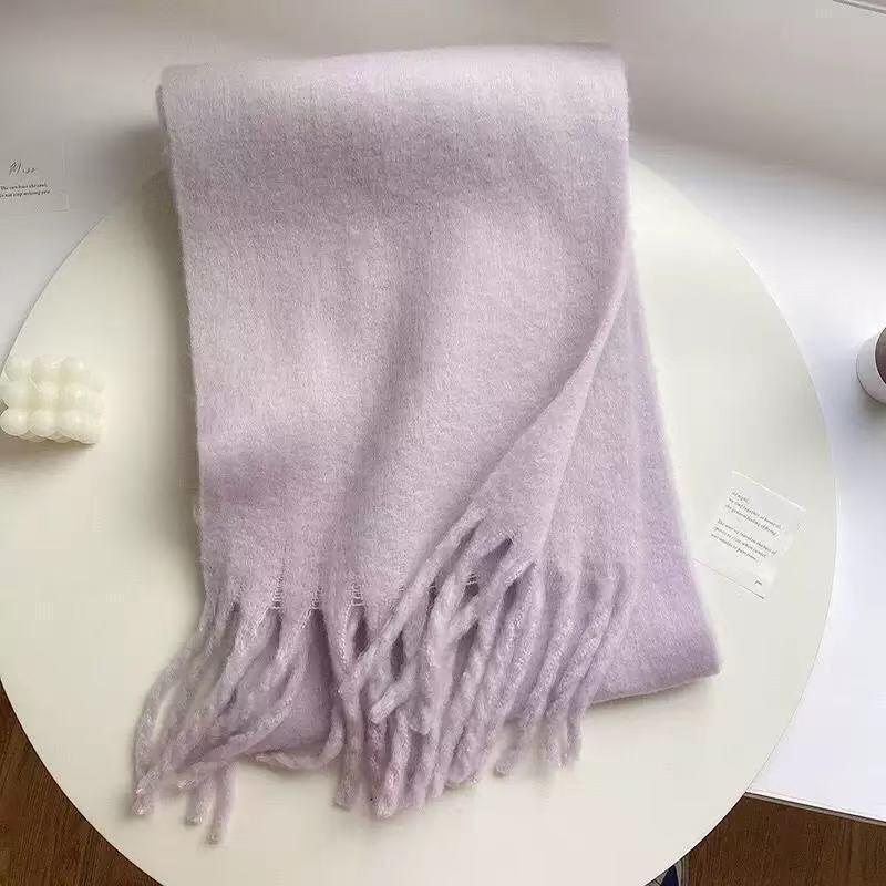 Korean Style Women's Winter Mohair Scarf - Versatile Khaki Plush Neck Warmer