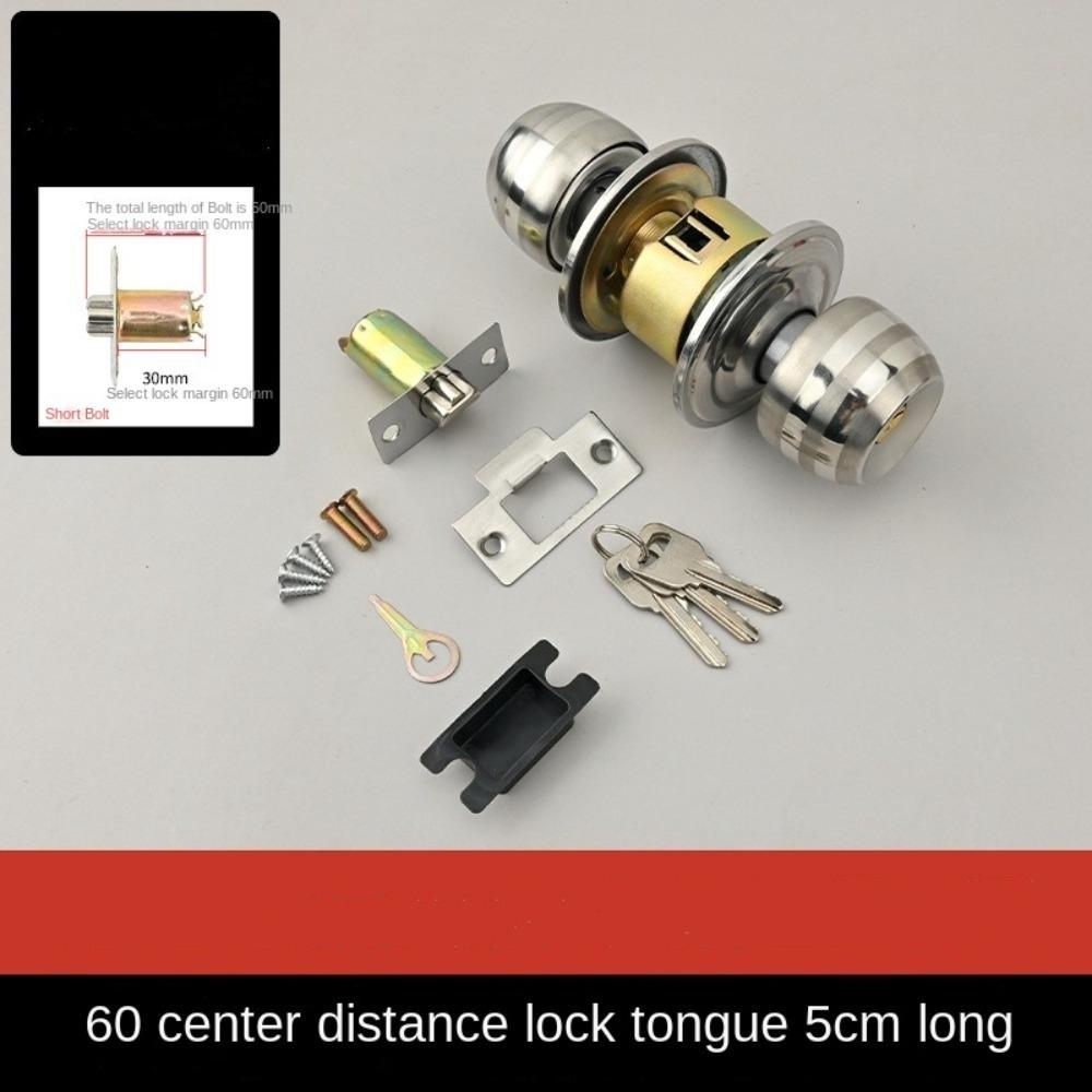 With Key Door Knob Set Round Ball Round Door Knobs Quality Bathroom Handle Lock  Living Rooms