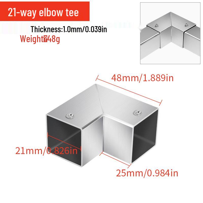 Stainless Steel Four-Way Tee Connector for Square Tubes - Weld-Free Fastener