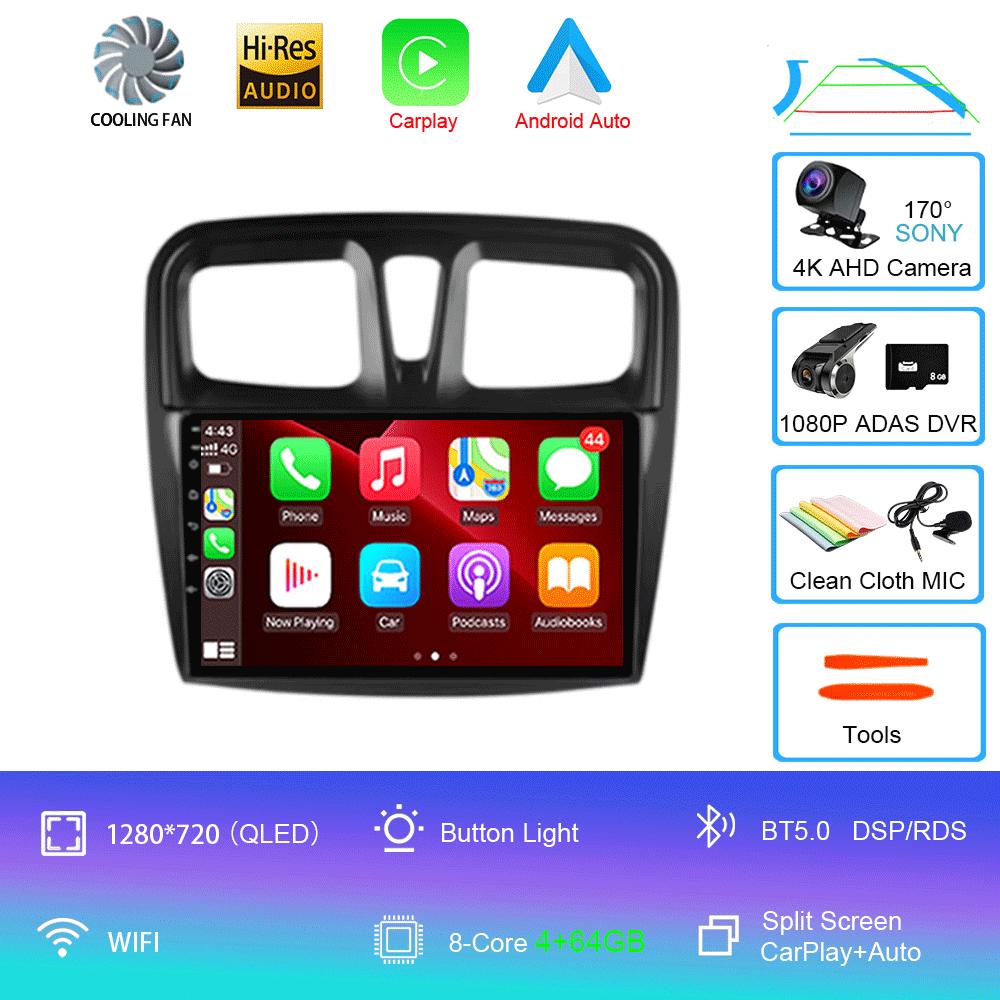 Car Radio Android 14 Carplay For Renault Logan 2 Sandero 2 2012 2013 - 2019 Navigation GPS Multimedia Player wifi+4G BT DSP 2DIN