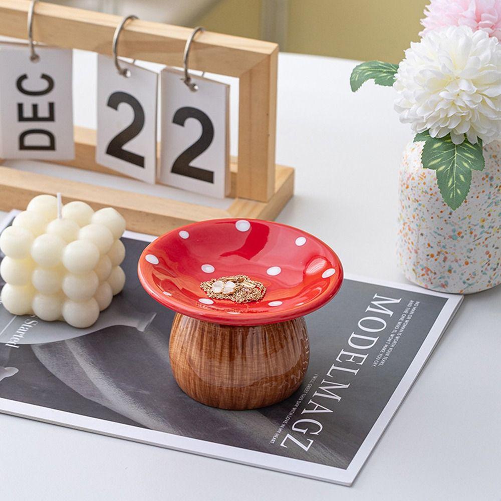 Mushroom Shape Mushroom Storage Tray Detachable Jewelry Organizer Cute Ceramic Key Catchall Phone