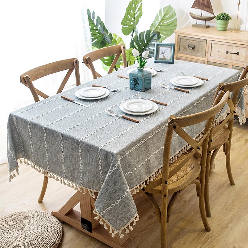 

Three-Dimensional Jacquard Checkered Tablecloth,Cotton Linen Tassels Dust-Proof Table Cover,For Dinning Party Wedding Decor 60x60cm