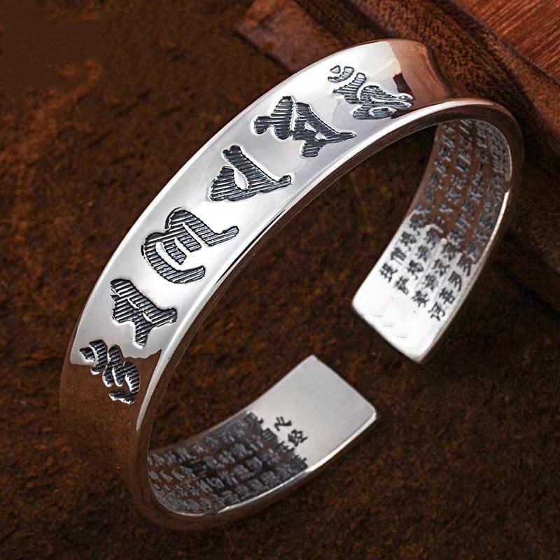 Adjustable Vintage Tibetan Mantra Solid Cuff Bracelet Men Women Ethnic Boho Style Plated Copper