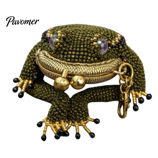 Dekorative Mini-Aufbewahrungstasche für Damen, DIY Frosch-Münzbörse, Niedliche Tasche mit Kussverschluss, Perlenkröte Tragbarer Reise-Kartenetui-Schlüsselanhänger-Tasche, Perle beige