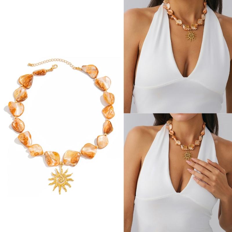 Stylish Sunflower Designs Necklace Stylish Alloy Materials Neckchain Perfect For Parties Weddings And Casual Outfits