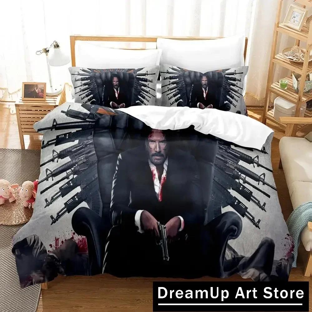 3D John Wick Bettwäsche-Set Bettbezug Bettdecke mit Kissenbezug Einzelbett Doppelbett Queen King Size Jungen Erwachsene Heimtextilien