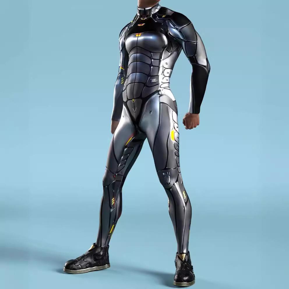 Adult Halloween Cosplay Jumpsuits With Mechanical Print For Play Character