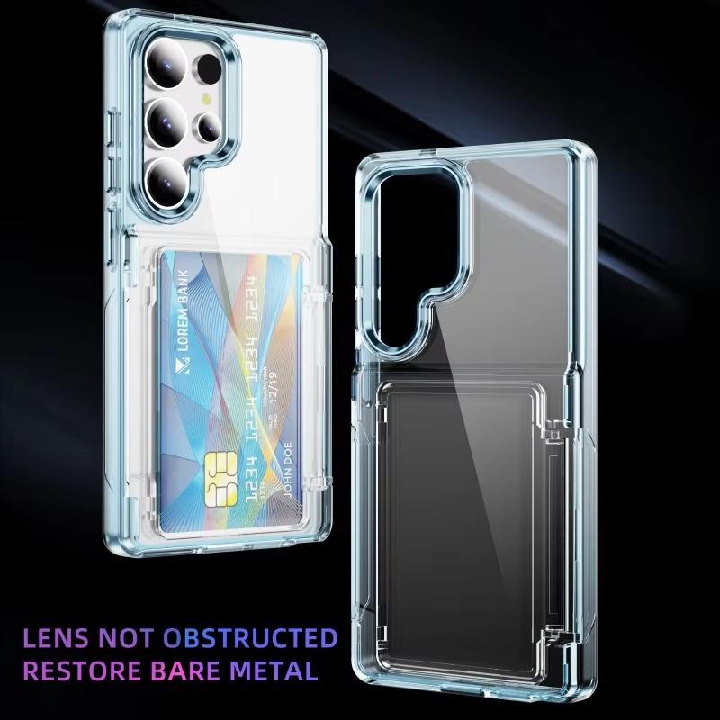 

Чехол-держатель для карт HD Clear Card Stand для Samaung Galaxy S25 Ultra S25 S24 Plus S23 S22 Ultra Bracket, акриловый чехол Galaxy S23 Ultra синий