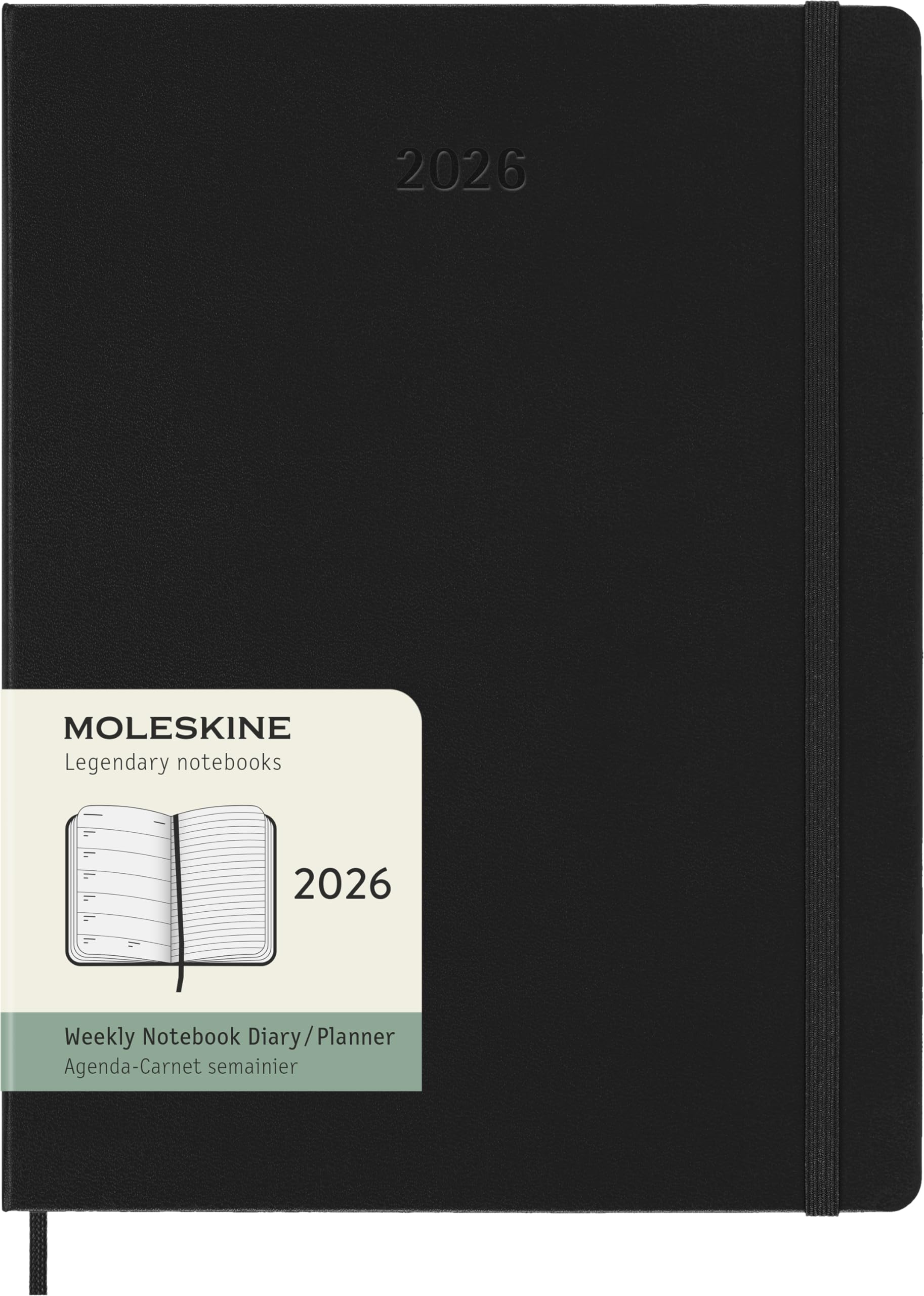 

Moleskine 2026 Planner, 12-Month Weekly Diary, XL Size (19cm x 25cm), Hardcover, Black, Starts January, Model DHB12WN4Y26