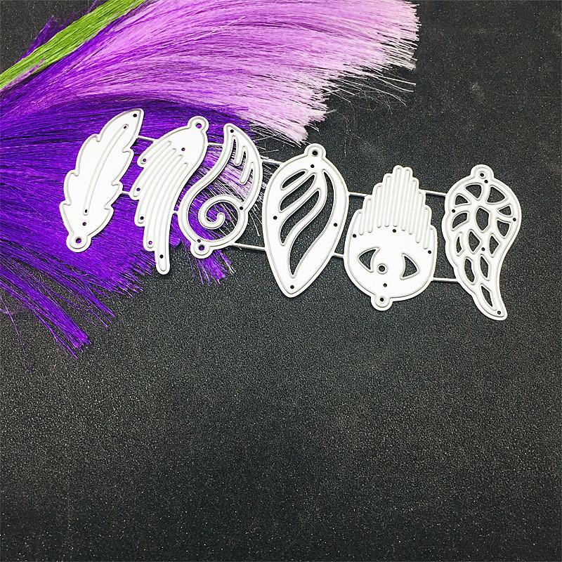 

Шесть дизайнов подвесок с перьями, металлический трафарет для резки DIY, альбом для скрапбукинга, фототиснение, бумажная карта, ремесленный декор серебряный