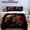 3pcs Skulls In Bloom Bedding Set, Including 1 Quilt Cover and 2 Pillow Shams, Without Filling,
