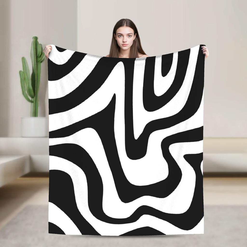 Black and White Retro Super Warm Blanket Boy Girl Plush Throw Blanket Funny Living Room Flannel Bedspread Sofa Bed Cover