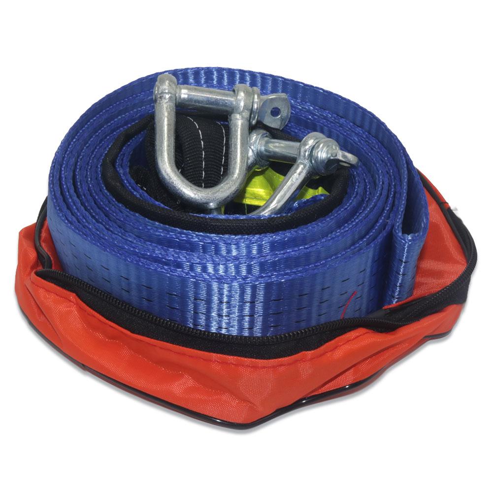 Car Tow Strap Racing Auto Winch Rope Nylon 5m 8Tons Recovery Towing Cable Strap Belt Heavy Duty Off Road Accessories Metal Hooks