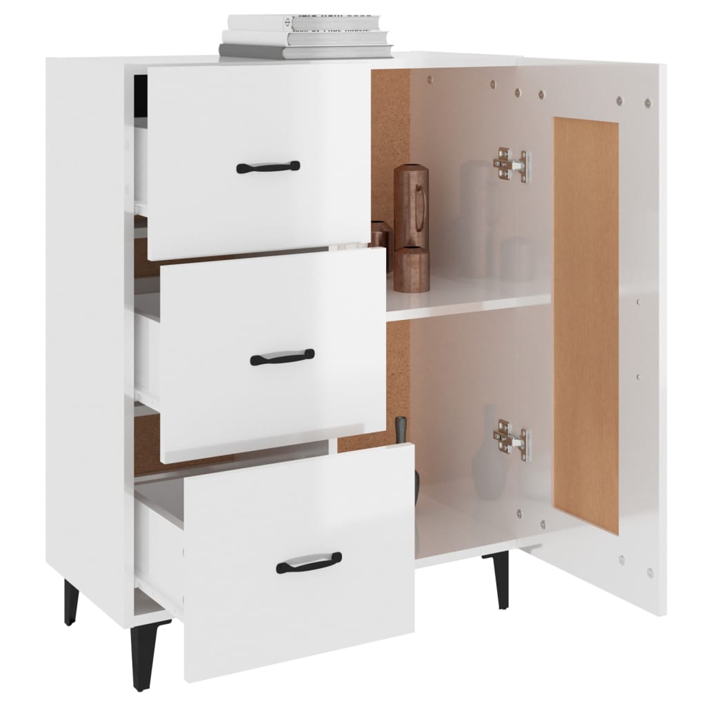 Sideboard High Gloss White 69.5 x 34 x 90 cm Engineered Wood