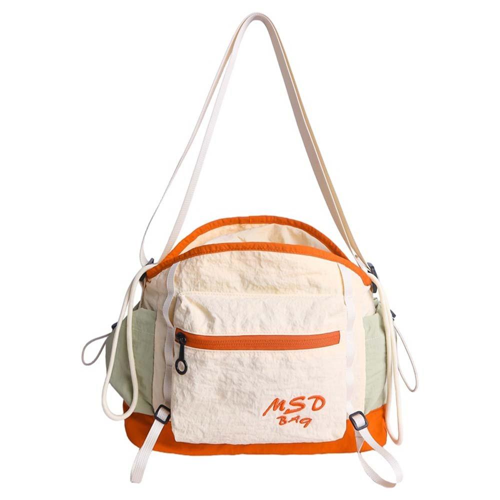 Portable Outdoor Nylon Shoulder Pouch Embroidery Drawstring Bucket Cloth Bag  Hiking