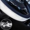 Black Leather Bling Diamond Steering Wheel Cover For Women Universal Fit 14.5In-15In