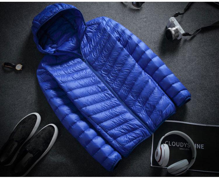 Men's Lightweight Hooded Down Jacket, Ultra-Thin & Plus Size for Autumn/Winter