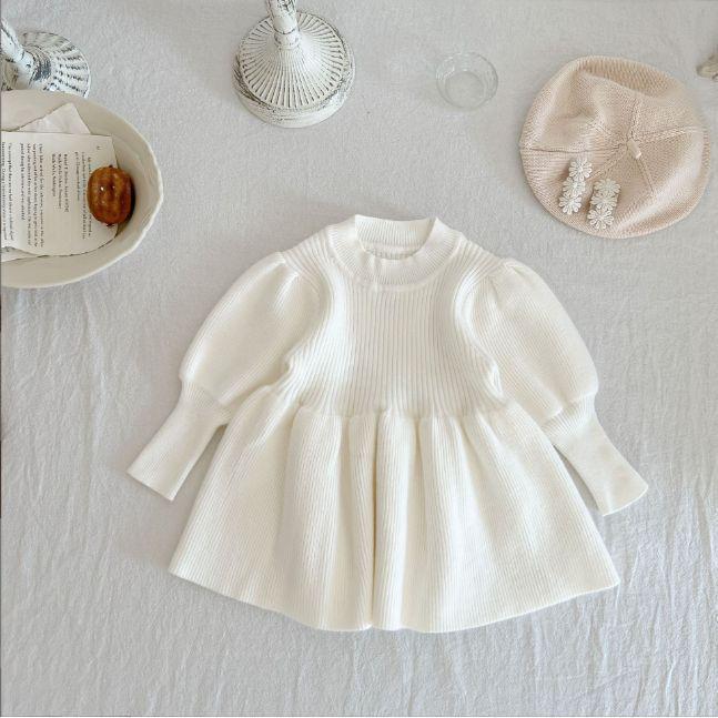 

Вязаное платье принцессы для девочек - Модная одежда с длинным рукавом для весны, осени и зимы 110cm