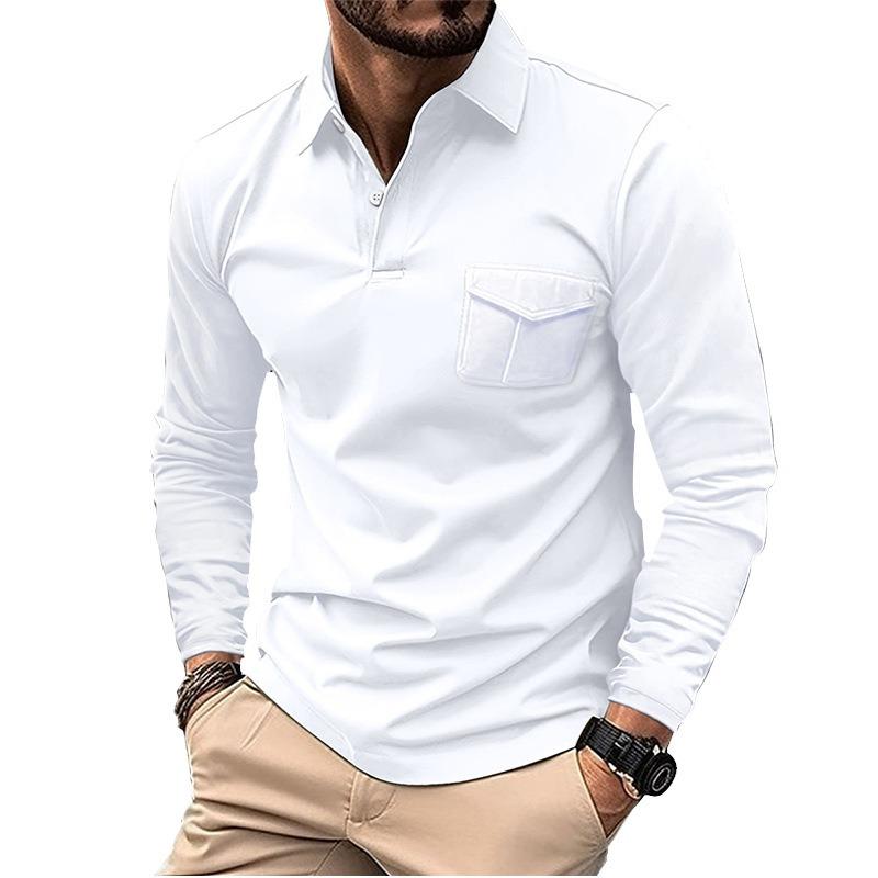 Spring/Autumn New Arrival Men's Long-Sleeved Polo Shirt Casual Collared Sports Polo Shirt Solid Colour Top