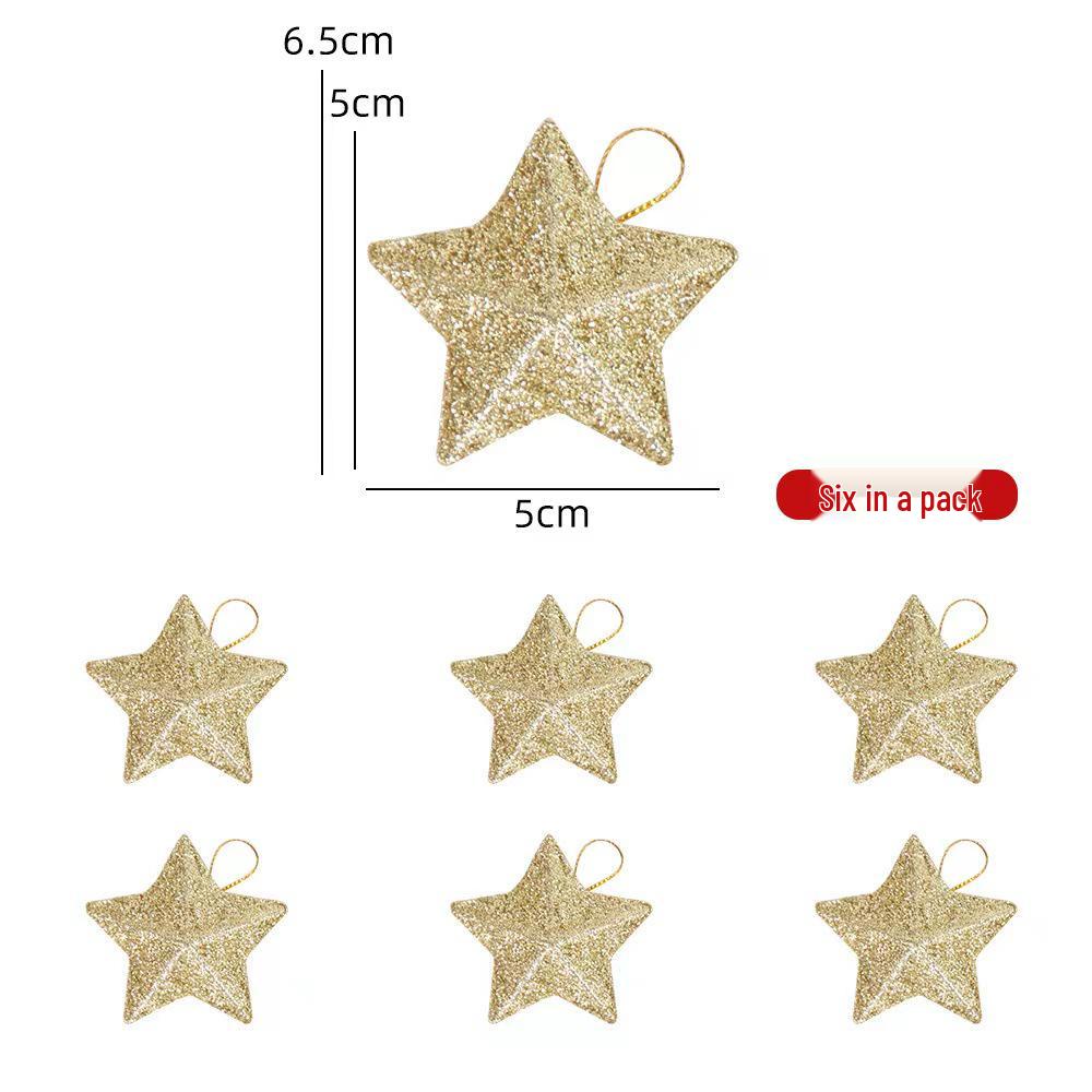 Gold Glitter 3D Five-Pointed Star Christmas Tree Ornaments