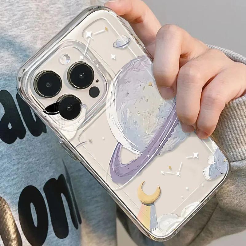 Starry Sky Pattern Transparent Phone Case For Samsung S20 S21 S22 Plus S23 S24 FE S25 Note 20 Ultra A15 A16 A23 A24 A25 5G Cover