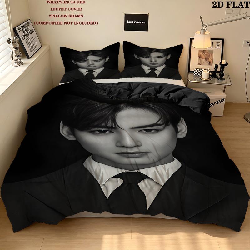 Cha Eunwoo Muster Bettwäsche Bettdecke Set Bettbezug Kissenbezug Zuhause Geburtstagsgeschenk(1 Bettbezug + 2 Kissenbezüge, ohne Füllung)