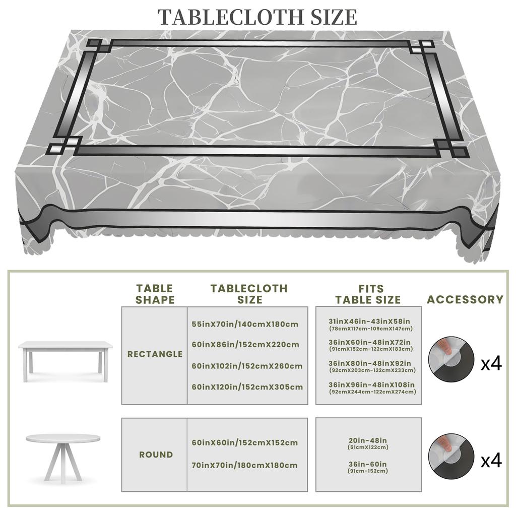 1 Piece Marble-Themed Round And Rectangular Tablecloth, Various Sizes, Gradient Crack Pattern Printing Design, Spring And Summer, Tablecloth For Kitch