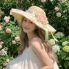 Breathable Vacation Beach Cap Flower Woven Sun Cap Solid Color Lafite Straw Hat  Carnival